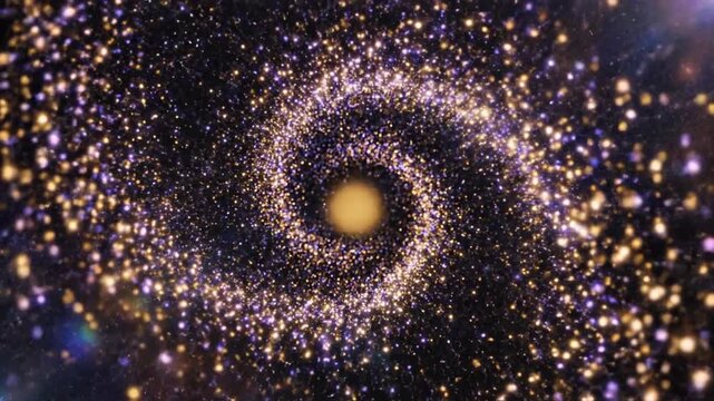 Abstract spiral galaxy formation with glittering stars in the universe