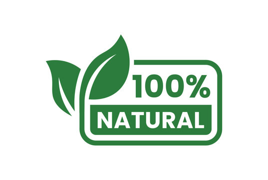 100 Percent Natural Icon &ndash; Organic Product Label, Pure Eco Friendly Badge, Green Nature Seal, Healthy Food Symbol, Quality Assurance Logo, Black Line Vector Isolated on White Background