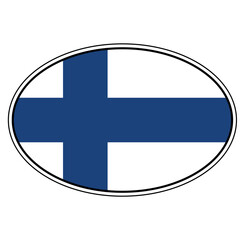 Fototapeta premium Oval Finland flag emblem, Nordic cross symbol, national identity icon