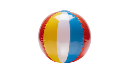 Isolated colorful striped inflatable beach ball, a classic summer toy for recreation © Maria