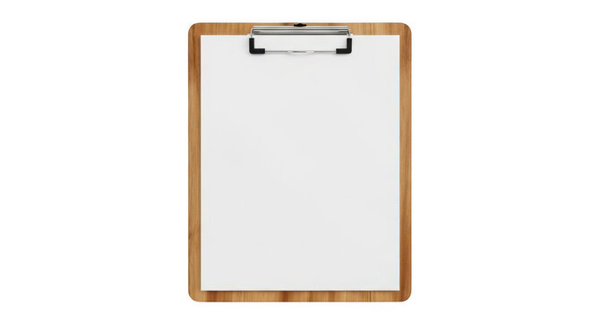 Blank clipboard with a pen resting on top corner isolated on transparent background,png