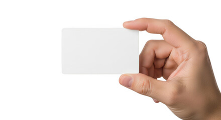 Obraz premium A hand holding a blank white smartphone or tablet screen isolated on transparent background,png