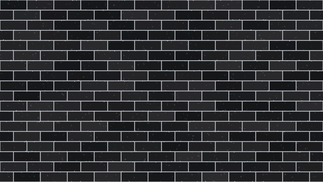 Seamless black brick wall pattern with dark grey textured blocks and light grout lines, a modern geometric repeating background for urban industrial design, wallpaper, textile, web, or