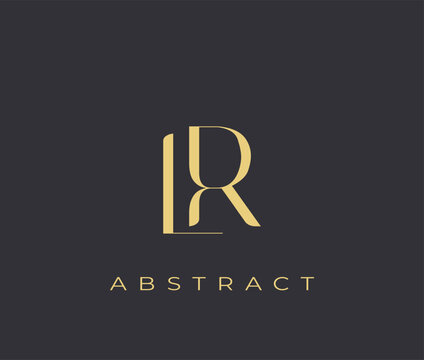 Gold abstract logo design with letters LR and text  modern symbol