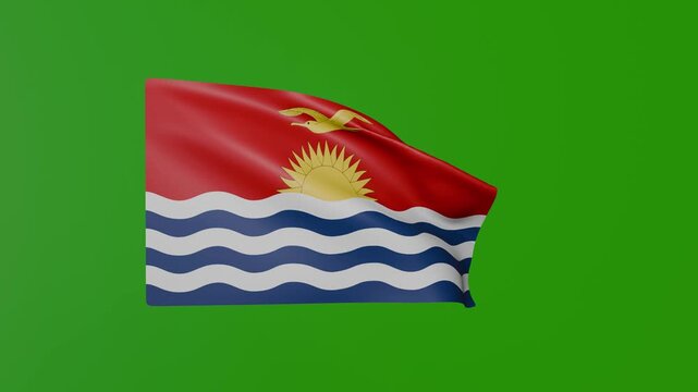 Kiribati flag waving on green background &ndash; official national flag animation