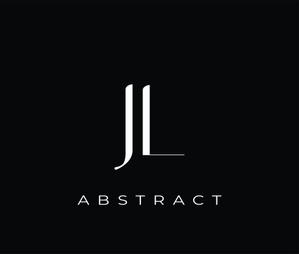 White abstract logo design with JL letters and text on black