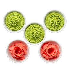 Fototapeta premium Wasabi and pickled ginger in bowls