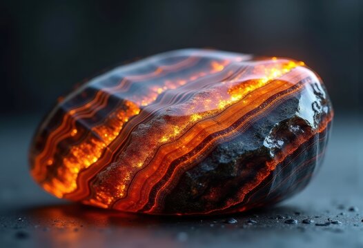 Striking Onyx Banded Calcite Stone Displaying Dramatic Veins and Luminous Highlights
