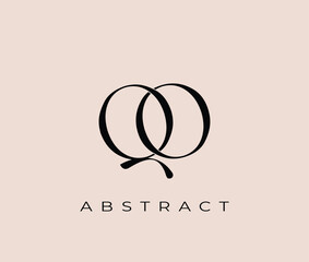 Fototapeta premium Abstract logo design with stylized letter Q on beige background