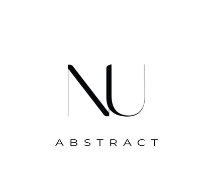 Nu abstract logo design with black letters on white background