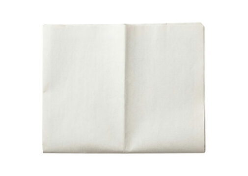 Blank newspaper front page top view isolated. News media mockup.