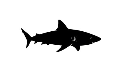 Obraz premium Black silhouette of a shark swimming.