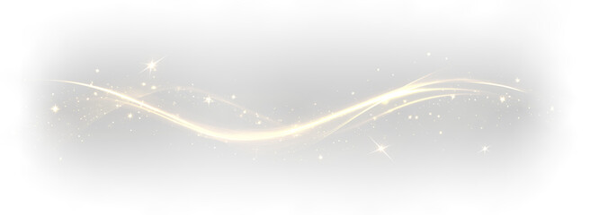 gold curved light trail with shimmering star dust sparks © theladydarina