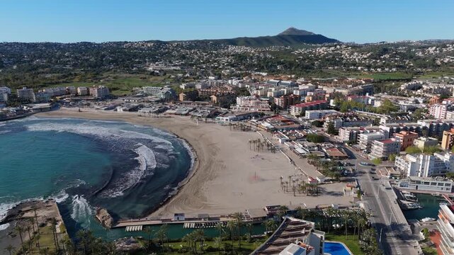Aerial view of javea town and coastline in alicante spain