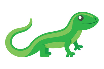Fototapeta premium a cute lizard crawling flat cartoon style green