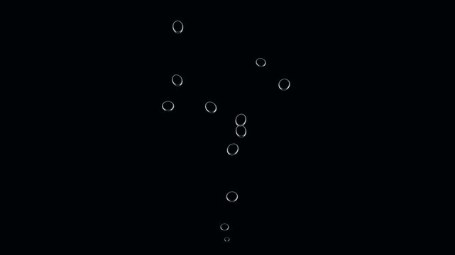 Rising white bubbles on green screen chroma key background. Underwater bubbles transparent overlay on chroma key green screen. Dark underwater background with white abstract bubbles rising up.