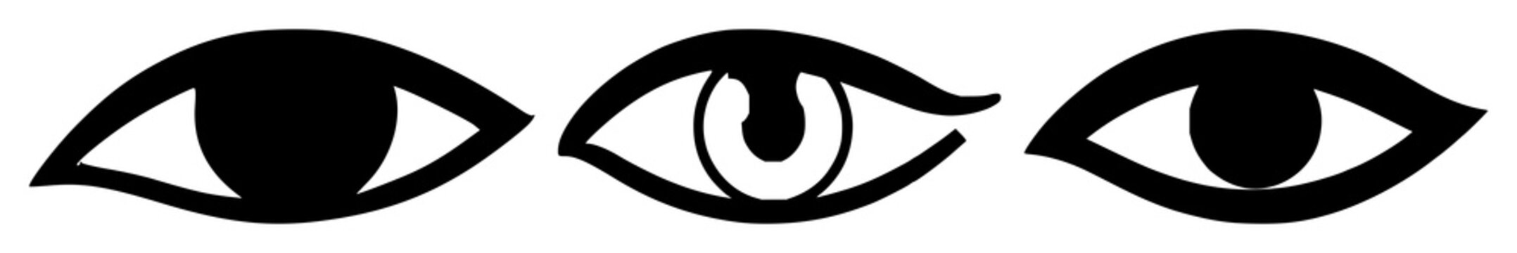 Eye hidden icon set with solid black color and simple silhouette design featuring visibility, privacy, secret with private and confidential