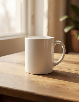 White Ceramic Mug on Table