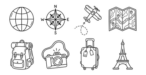 Travel Doodles_Travel Map Elements Doodles © ObDesign