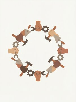 Workers unity symbol in minimal flat style.