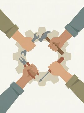 Workers unity symbol in minimal flat style.