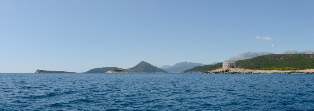 Coastline near baymouth of Kotor bay between Montenegro and Croatia.