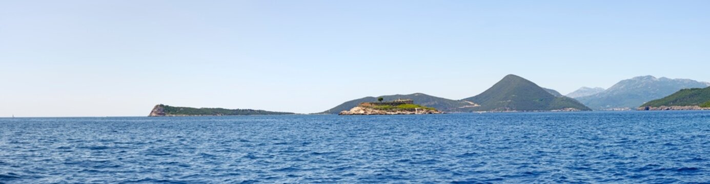 Coastline near baymouth of Kotor bay between Montenegro and Croatia.