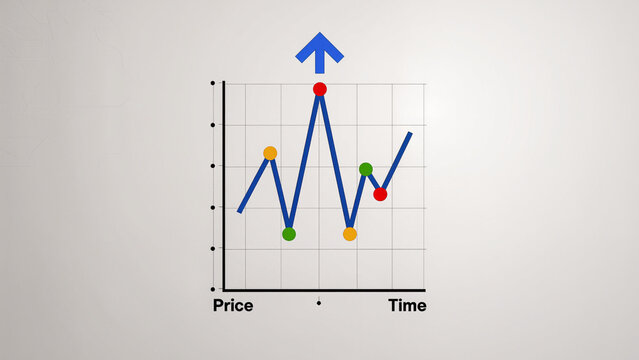 stock market chart, The chart shows price movement, Market data is displayed clearly, Trends fluctuate over time. Financial analysis is essential here, Values rise and fall constantly. Risk management