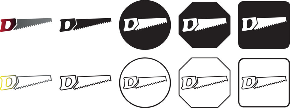Modern handsaw icon black and color.