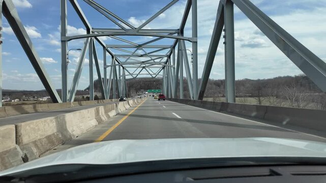 Driving Across the Bridge Entering West Virginia on a Clear Day