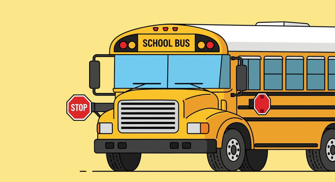 Yellow School Bus with Stop Sign Out.