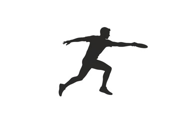 Fototapeta premium Silhouette of Thrower in Action: The dynamic silhouette of a person executing a throw with a frisbee, capturing motion, skill, and athleticism in a bold, graphic composition.