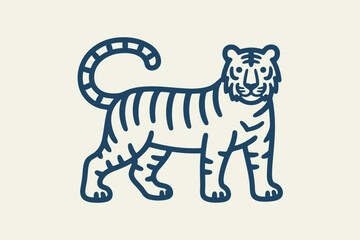 Blue line tiger on cream background animal wildlife © Siddhartha