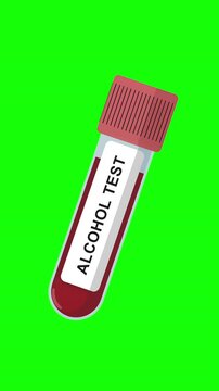 Alcohol Blood Test Tube Animation on Green Screen Background, Ethanol Level Test, Toxicology Screening, Medical Lab Sample, Healthcare Laboratory Concept