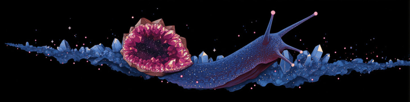 Colorful Cosmic Slug Crawling on Crystals 