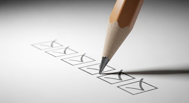 Title pencil marking checkboxes a visual representation of task completion and progress description a pencil tip is poised above and marking a