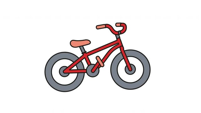 Suitable for cycling events, fitness graphics, and transportation themes, this charming minimalist red and gray bicycle drawing evokes playful motion.