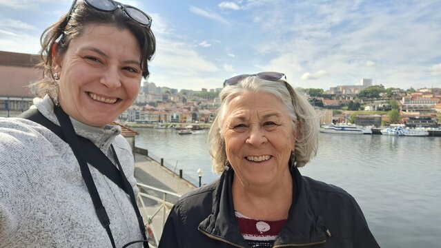 daugther and mother taking a selfie