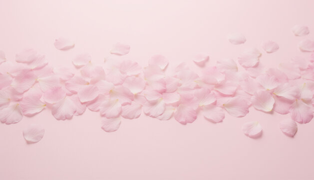 Pink Cherry Blossom Petals Seamless Pattern Elegant Floral Background.