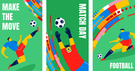  Abstract soccer player figures for World Championship 2026. Football competition vertical sport posters and flyers design collection.