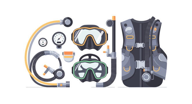 Dive equipment set with masks and gear