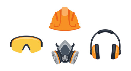 Naklejka premium Essential safety equipment icons for construction and industry safety