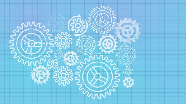 Gears rotating animation with Grid background