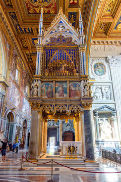 High altar and Gothic ciborium in Lateran basilica, Rome, Italy