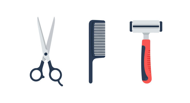 Hairdressing tools set: scissors comb razor for stylish grooming