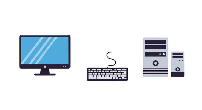 Modern computer setup with monitor keyboard and desktop tower