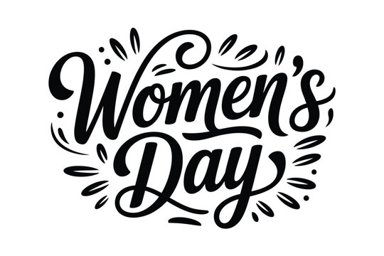 Elegant hand lettered calligraphy announces women s day with decorative flourishes