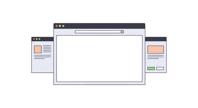 Minimalist flat design web browser interface with multiple tabs