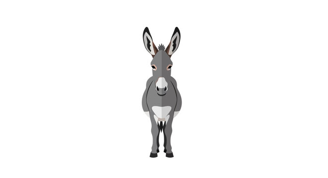 Minimalist donkey portrait on white background