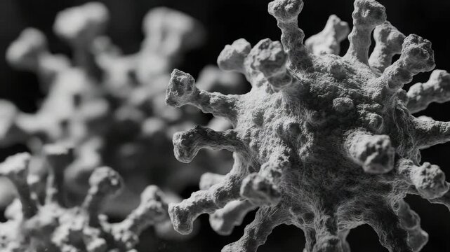 Close up view of coral reef microstructure at a micron level. Scanning electron microscope videory.